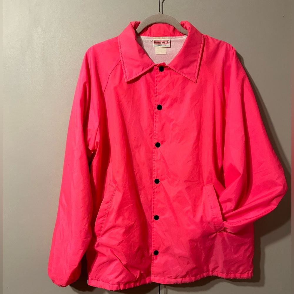 90s Vintage Hartwell Sports Snap Button light jacket - hot pink